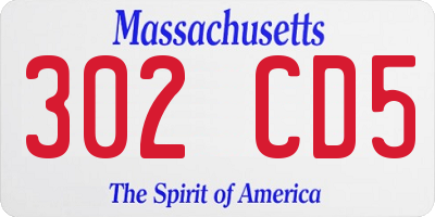 MA license plate 302CD5