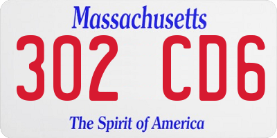 MA license plate 302CD6