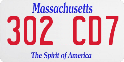 MA license plate 302CD7