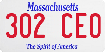 MA license plate 302CE0