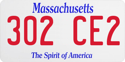 MA license plate 302CE2