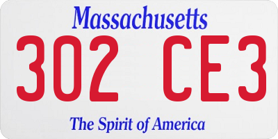 MA license plate 302CE3