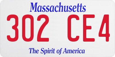MA license plate 302CE4