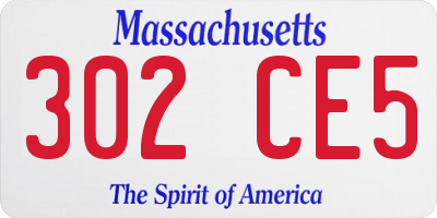MA license plate 302CE5