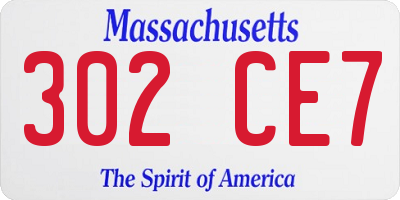 MA license plate 302CE7