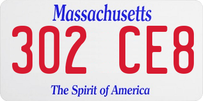 MA license plate 302CE8