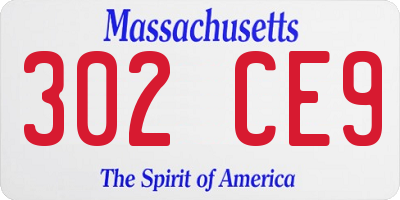MA license plate 302CE9