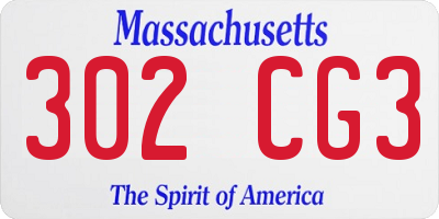 MA license plate 302CG3