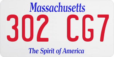 MA license plate 302CG7