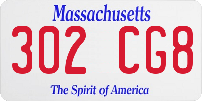 MA license plate 302CG8