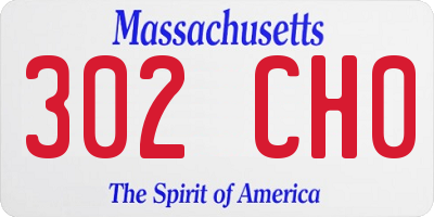 MA license plate 302CH0