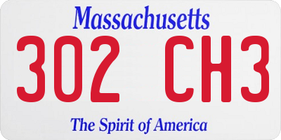 MA license plate 302CH3