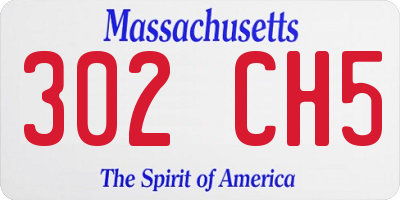 MA license plate 302CH5