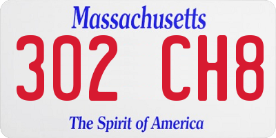 MA license plate 302CH8