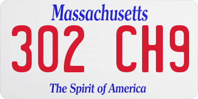 MA license plate 302CH9