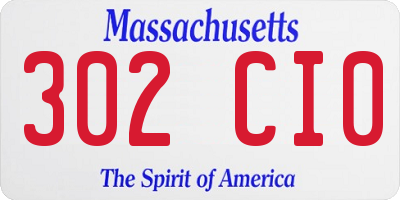 MA license plate 302CI0