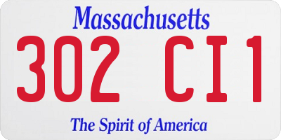 MA license plate 302CI1