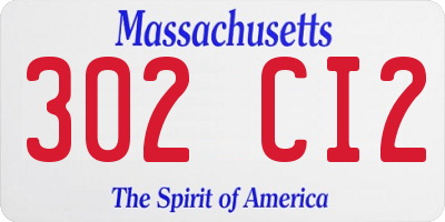 MA license plate 302CI2