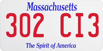 MA license plate 302CI3