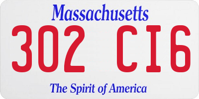 MA license plate 302CI6