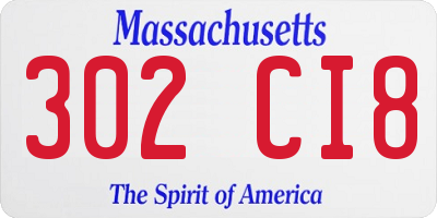 MA license plate 302CI8