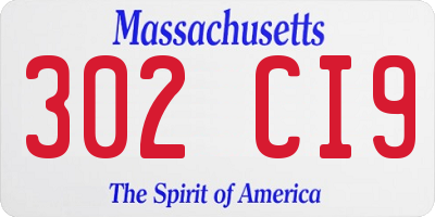 MA license plate 302CI9