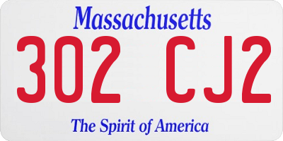 MA license plate 302CJ2