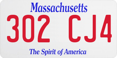 MA license plate 302CJ4