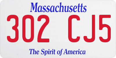 MA license plate 302CJ5