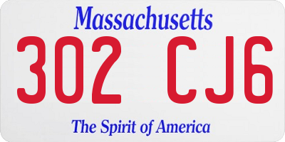MA license plate 302CJ6
