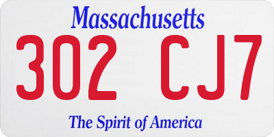 MA license plate 302CJ7