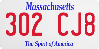 MA license plate 302CJ8