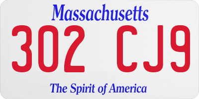 MA license plate 302CJ9