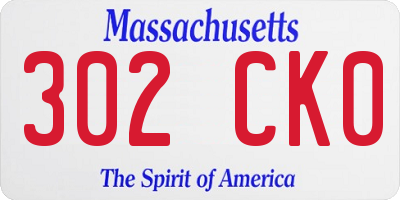 MA license plate 302CK0