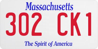 MA license plate 302CK1
