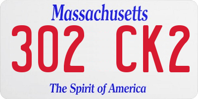 MA license plate 302CK2