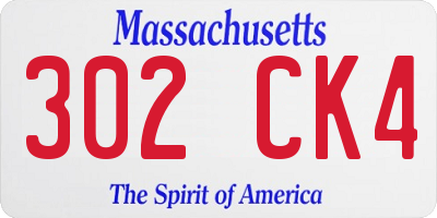 MA license plate 302CK4