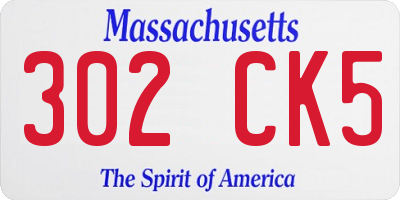 MA license plate 302CK5