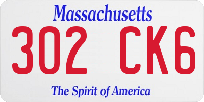 MA license plate 302CK6