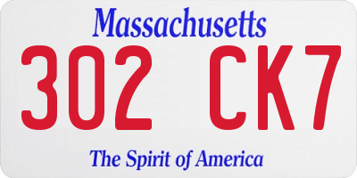 MA license plate 302CK7