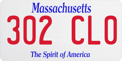 MA license plate 302CL0