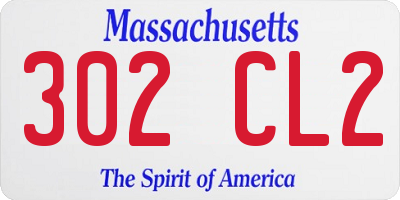 MA license plate 302CL2