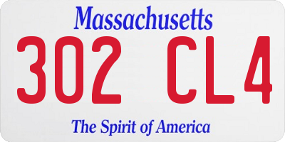 MA license plate 302CL4