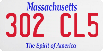 MA license plate 302CL5