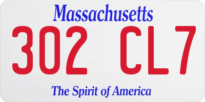 MA license plate 302CL7