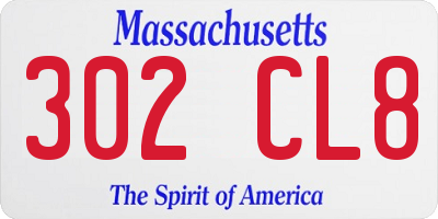 MA license plate 302CL8