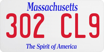 MA license plate 302CL9