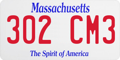 MA license plate 302CM3
