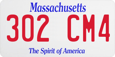 MA license plate 302CM4