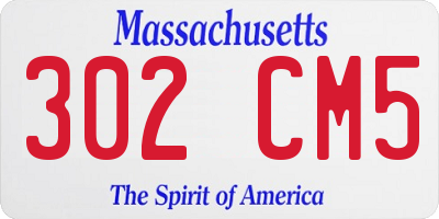 MA license plate 302CM5
